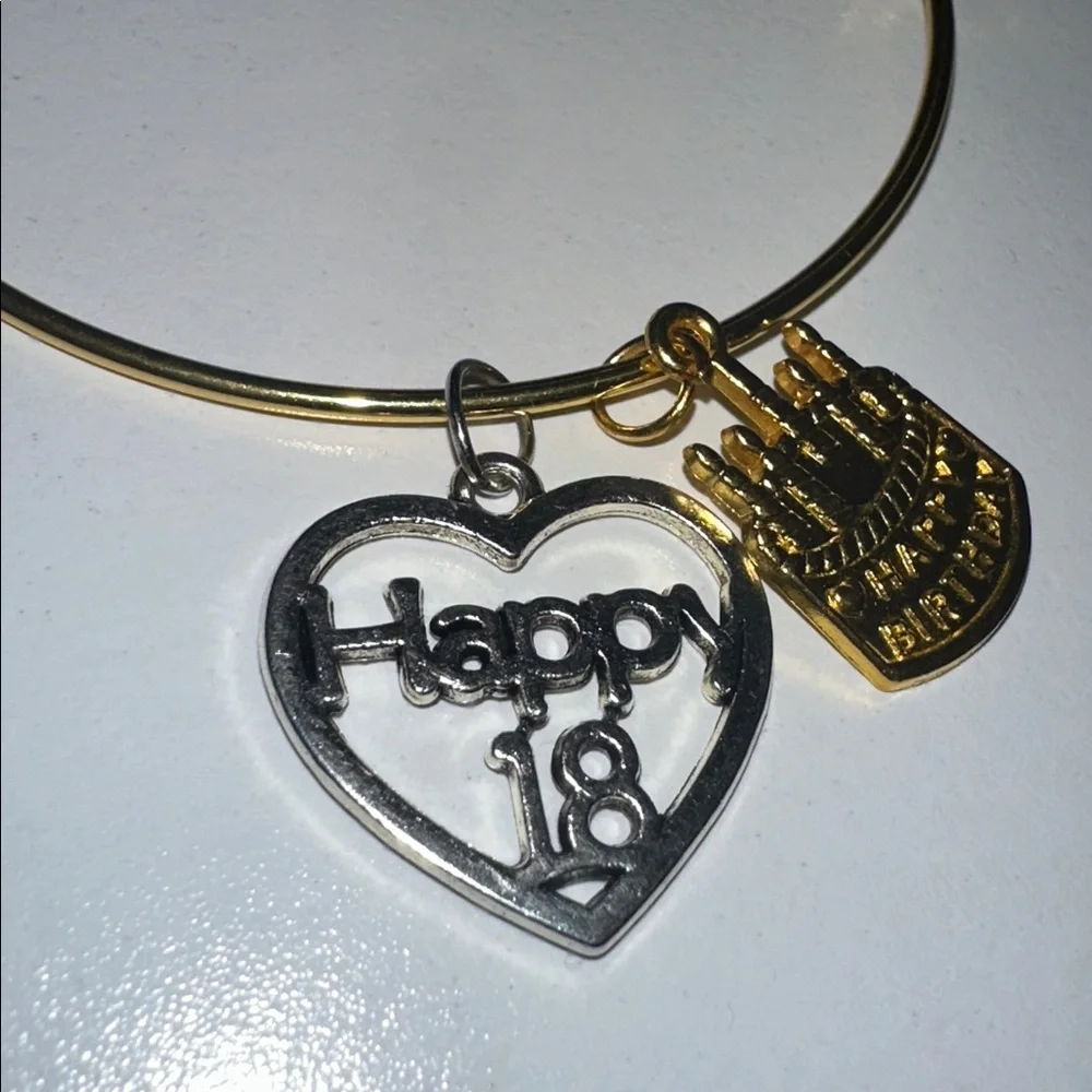 Happy 18th Birthday Dangle charms Gold and Silver Charm Bracelet NEW